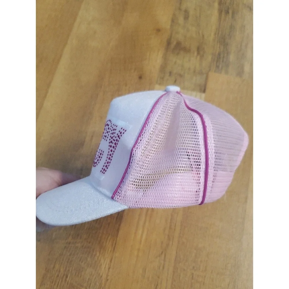 Juicy‎ Couture Light Pink Rhinestone And Velvet Trucker Hat For Kids